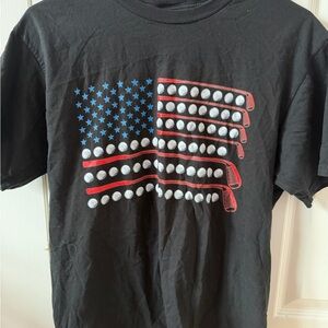 Black shirt with American Flag Golf Design